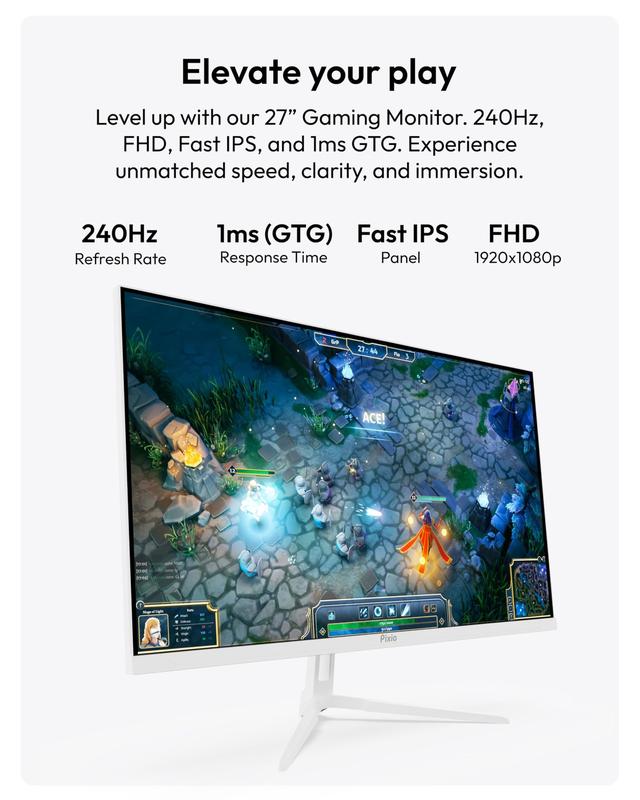 Pixio PX279ゲーミングモニター 27インチ 白 ホワイト 240Hz Monitor de jogos Pixio PX279 Wave White 27